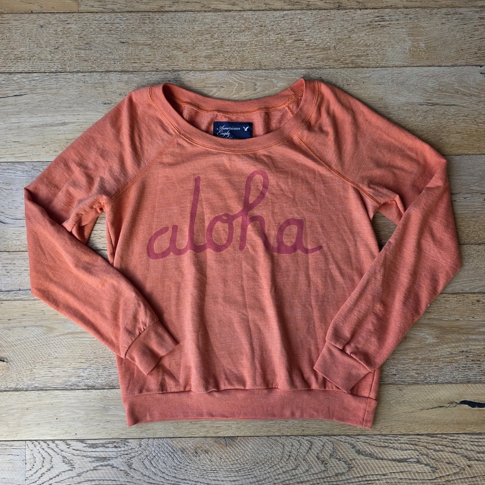 2000's Vintage American Eagle Aloha Sweatshirt beachy vibes coconut girl